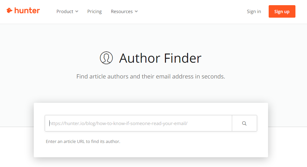 hunter-author-finder